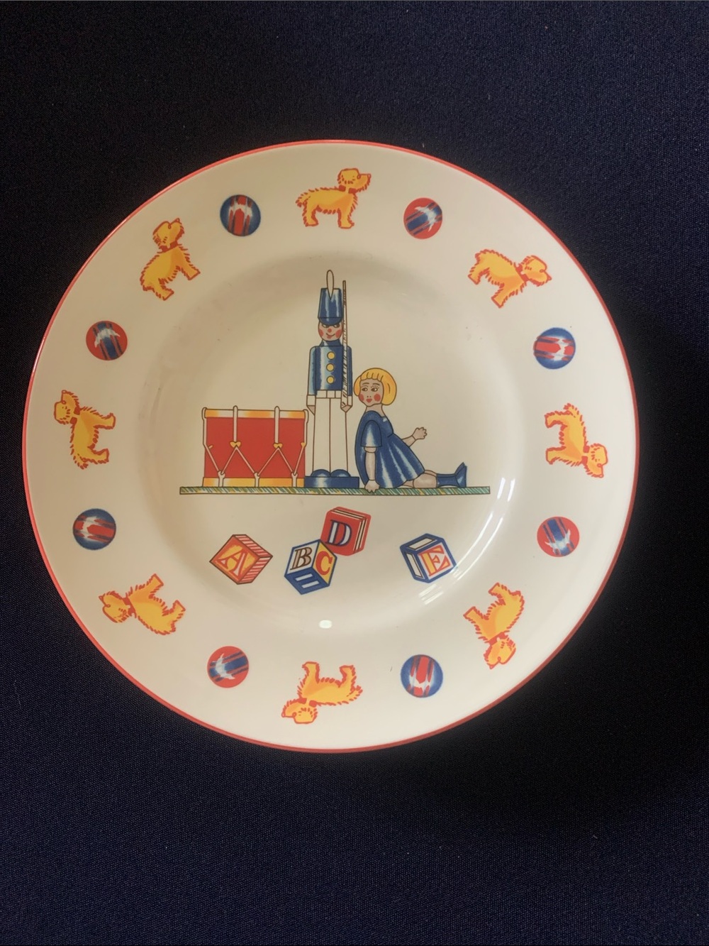 Tiffany & Co. Tiffany Toys Plate with Cream, Red, Blue, Yellow Accents